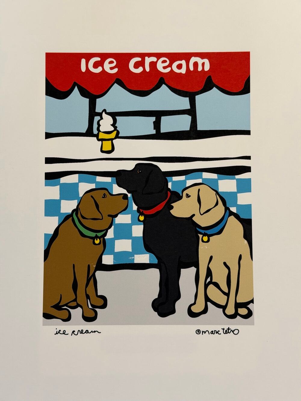 Marc Tetro 8x10 ice cream print 3 dogs